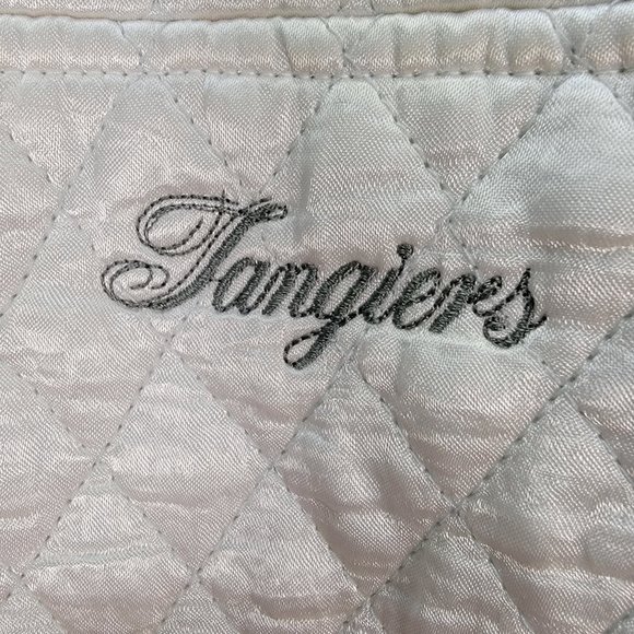 Vintage Tangiers Ivory Satin Shiny Quilted Puffer Unique Street Cropped Sweater - Picture 5 of 16